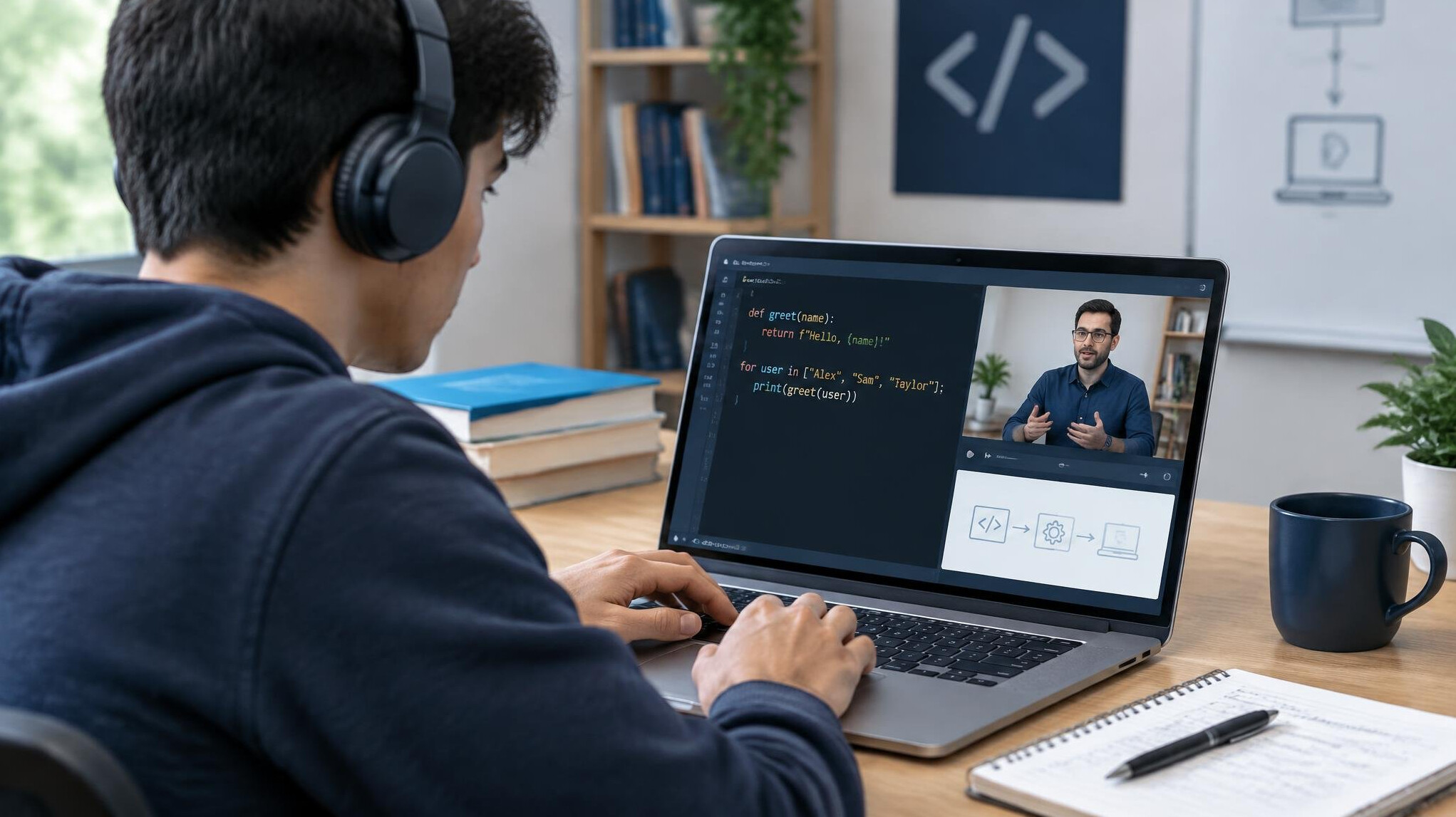 student learning programming online