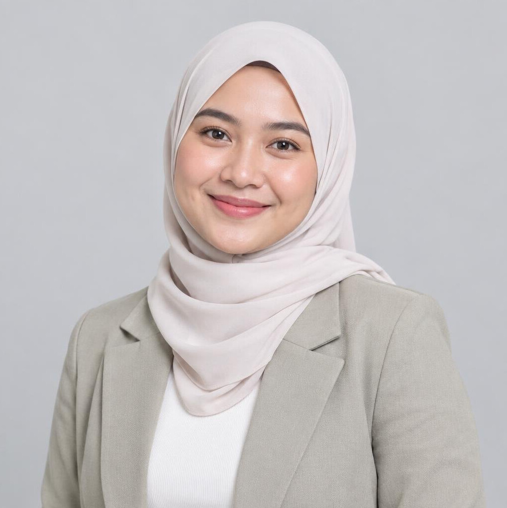 Studio portrait of a young Malaysian Malay woman smiling