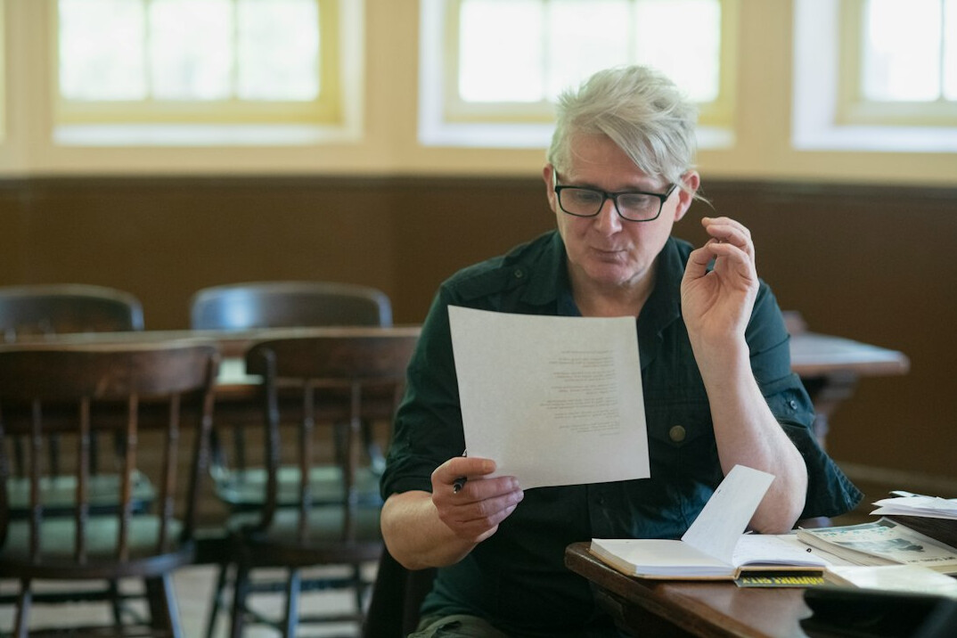 person reviewing notes