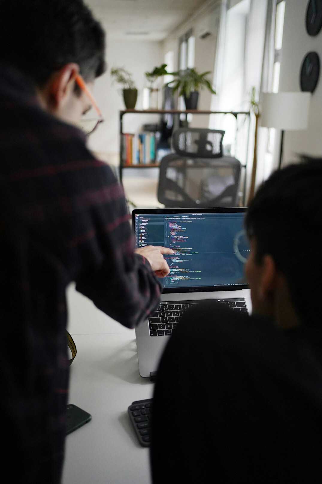 team discussing code