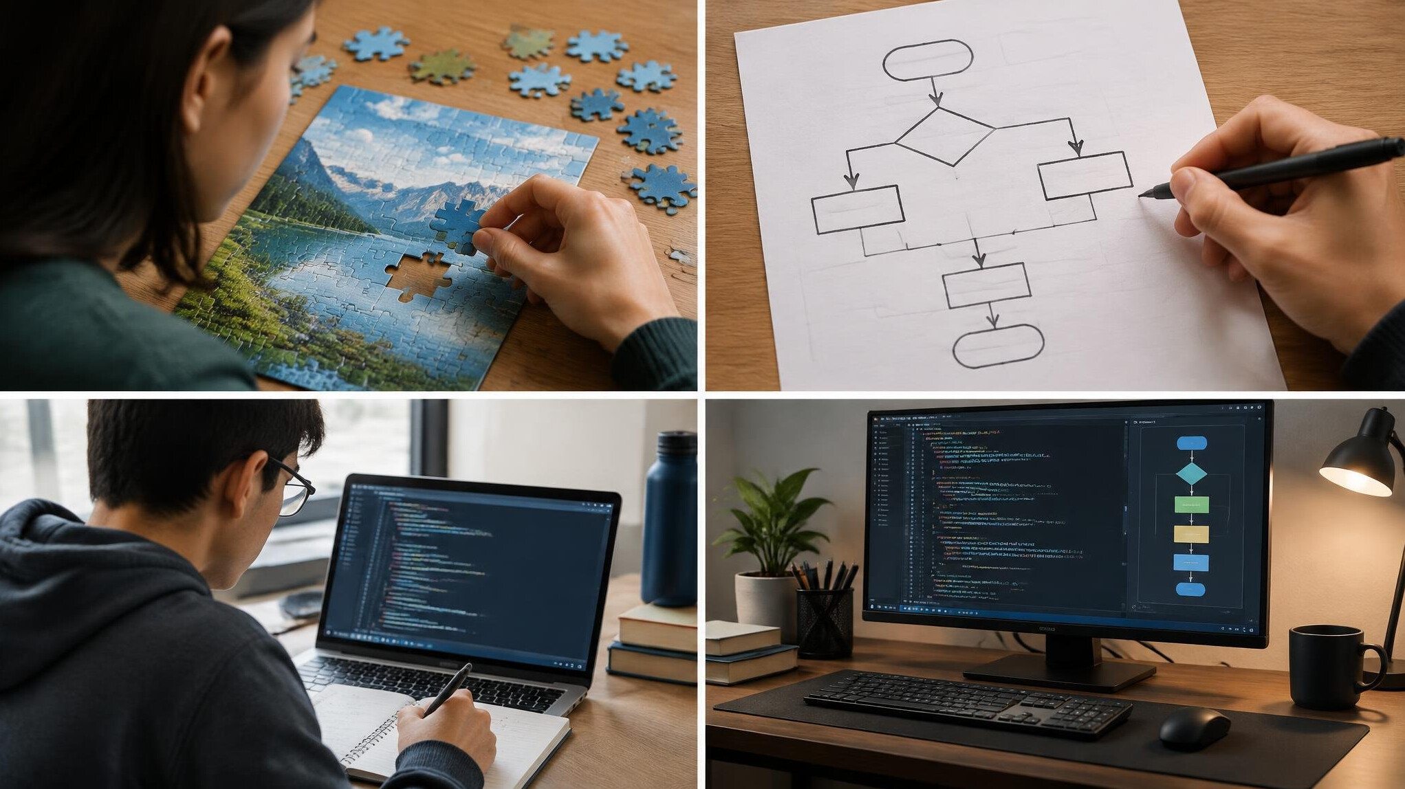 person solving puzzle